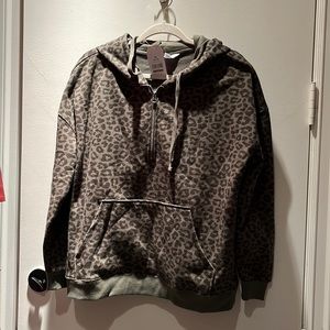 NWT! Olive Leopard 3/4 Zip Hoodie!